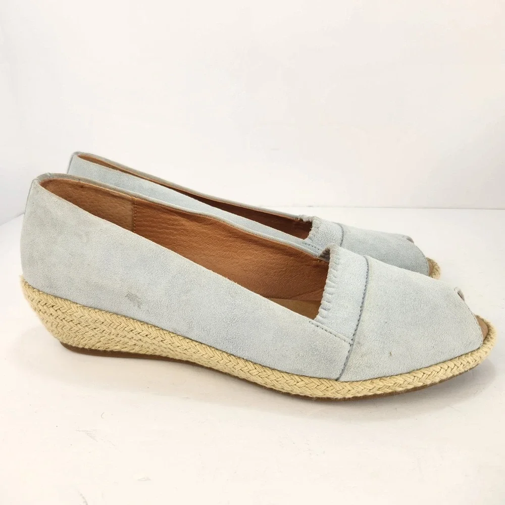 Gentle Souls‎ Lissa Ruffle A-Line Women's Pale Blue Espadrilles Peep Toe Size 8